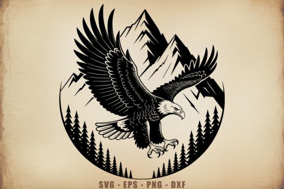 Download Flying Eagle with Mountain SVG Bundle - Premium Resources